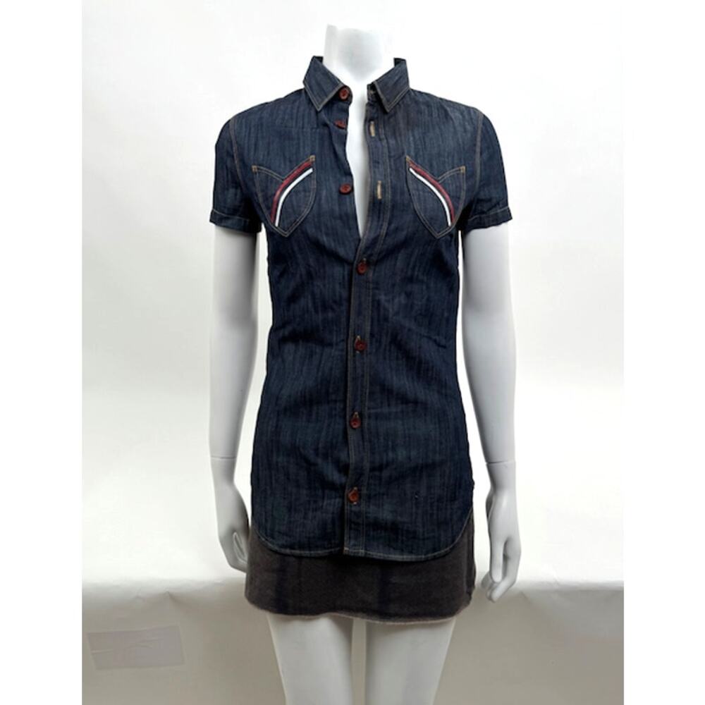 DSQUARED2 NWOT Vintage Distressed Cotton Denim Shirt Size 42